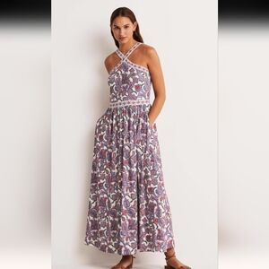 Boden Halterneck Jersey Maxi Dress in Paisley, sz 8